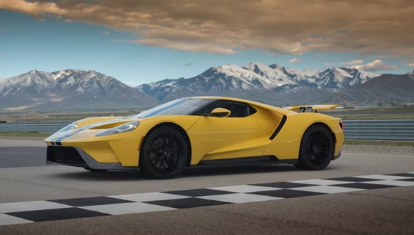 Racecar with Mountain in Background